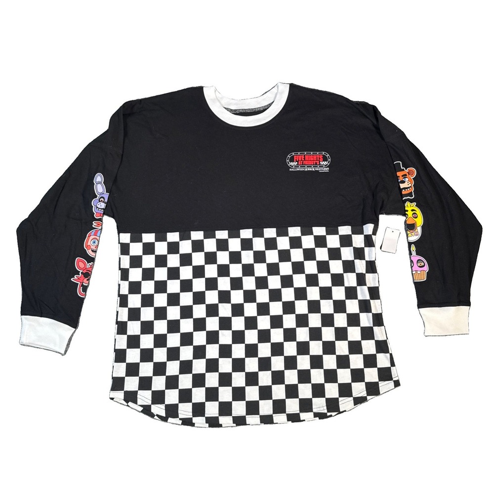 Five Nights at Freddy's Adult Large Checkered Jersey Longsleeve Logo HHN NWT